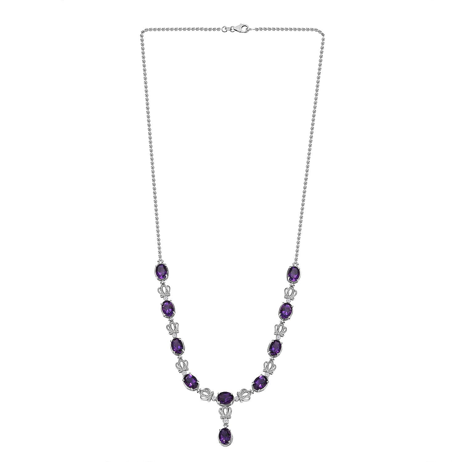 Moroccan Amethyst and Natural Zircon Necklace (Size - 20) in Platinum Overlay Sterling Silver 11.90 Ct,