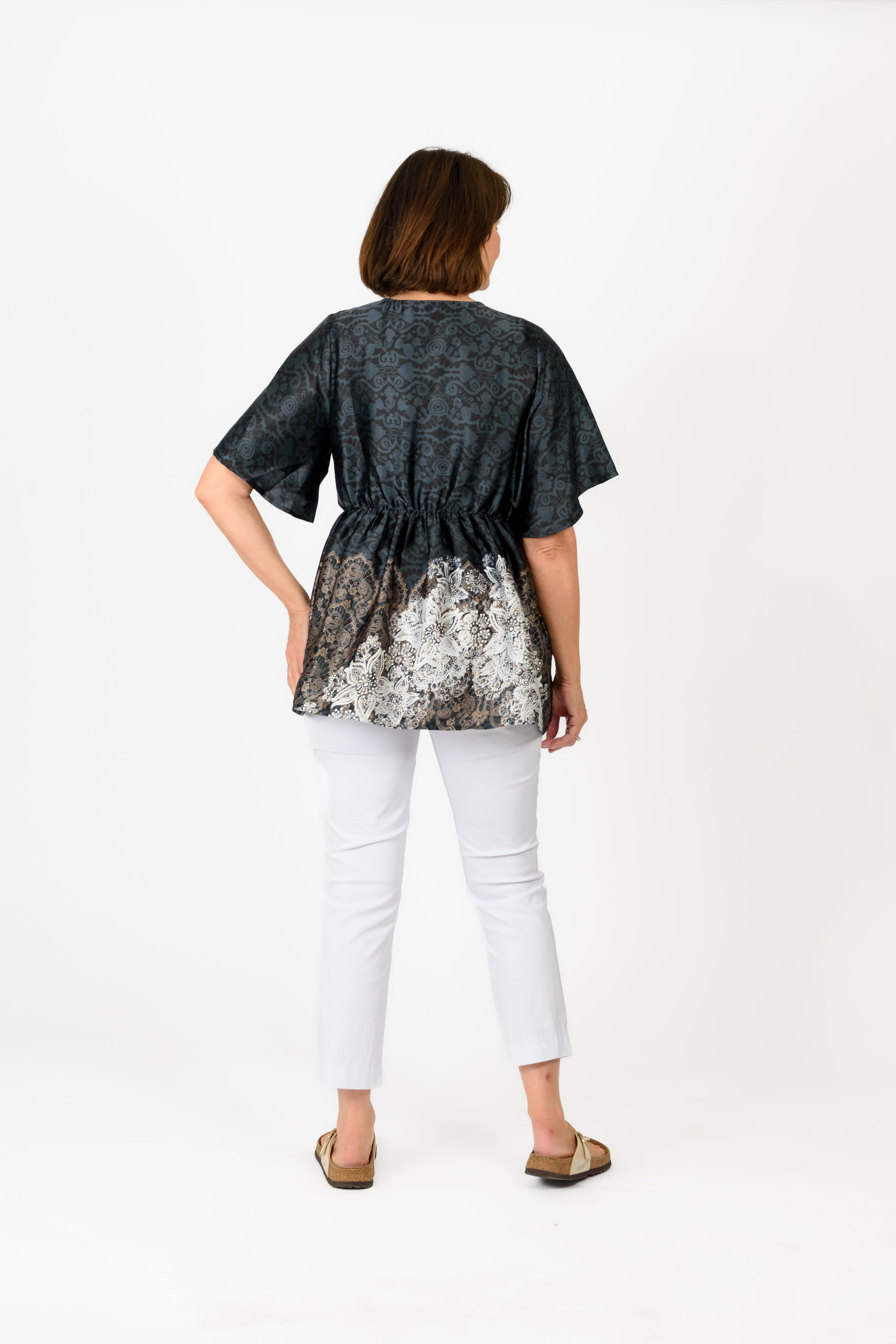 Tamsy Viscose Printed Blouse (Size 69x1 cm) - Green & Green