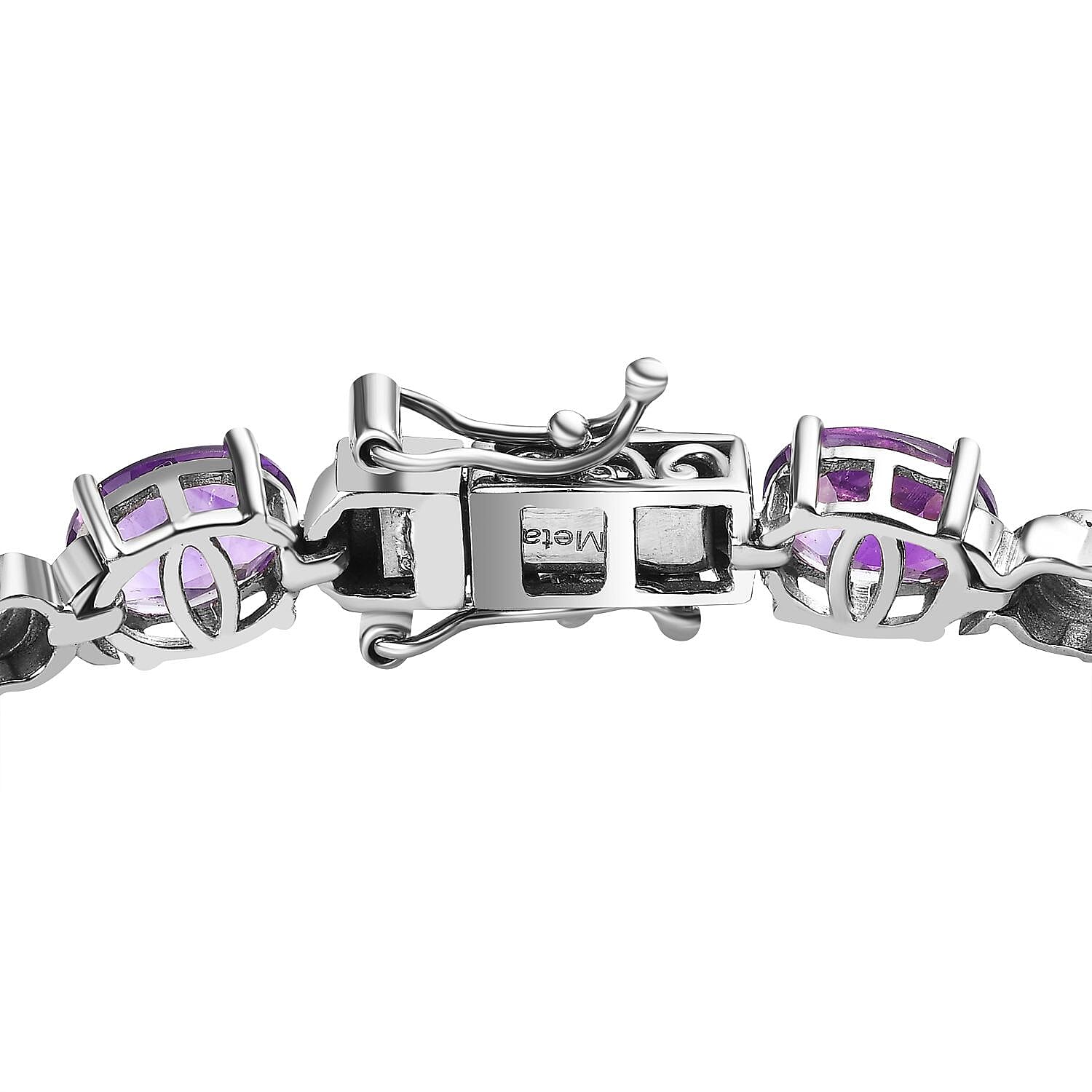 Moroccan Amethyst and Natural Zircon Tennis Bracelet (Size - 7.5) in Platinum Overlay Sterling Silver 16.80 Ct, Silver Wt. 14.10 Gms