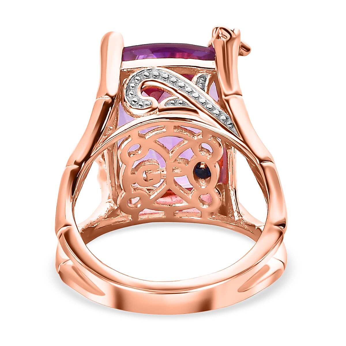 GP- Bamboo Collection - Pink Amethyst and Multi Gemstone Ring in 18K Vermeil Rose Gold Plated Sterling Silver 10.36 Ct