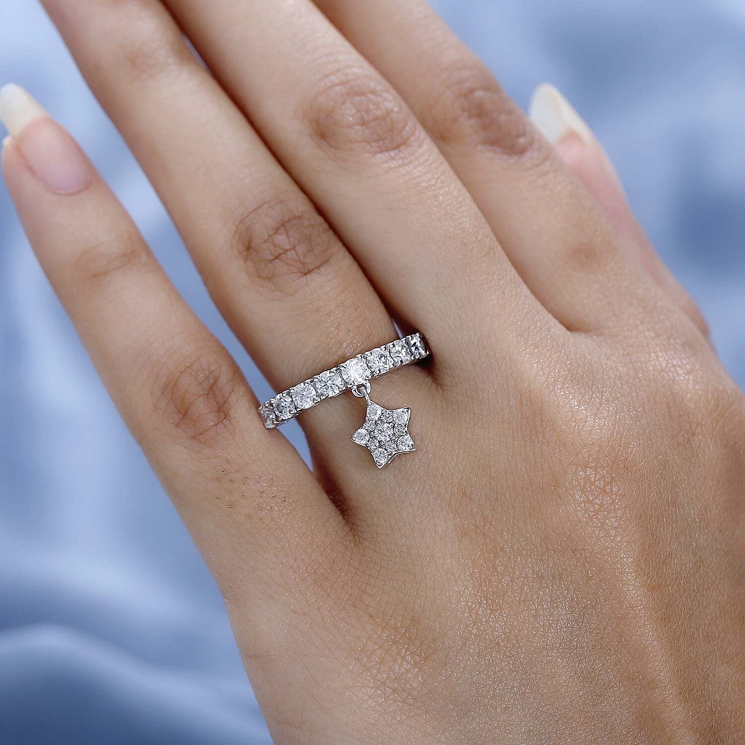 GP- Celestial Dream Collection - Moissanite Ring in Platinum Overlay Sterling Silver