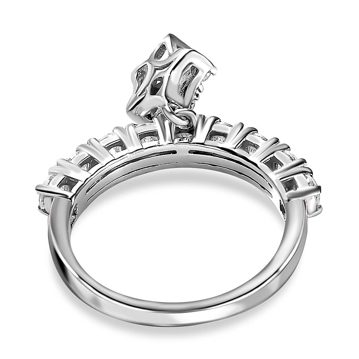GP- Celestial Dream Collection - Moissanite Ring in Platinum Overlay Sterling Silver