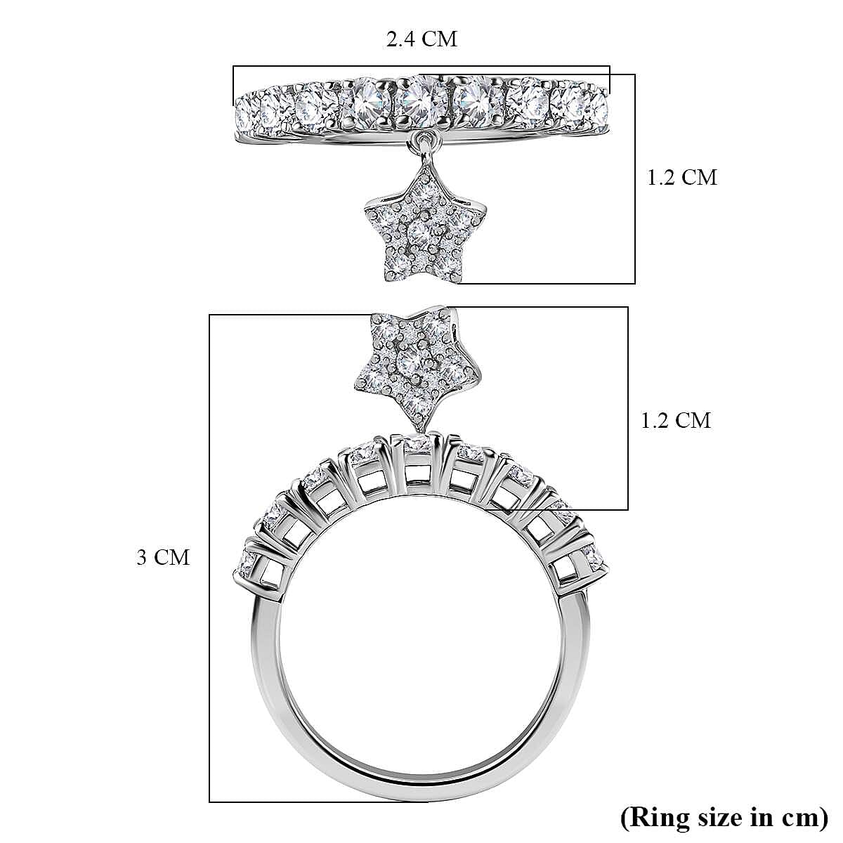 GP- Celestial Dream Collection - Moissanite Ring in Platinum Overlay Sterling Silver