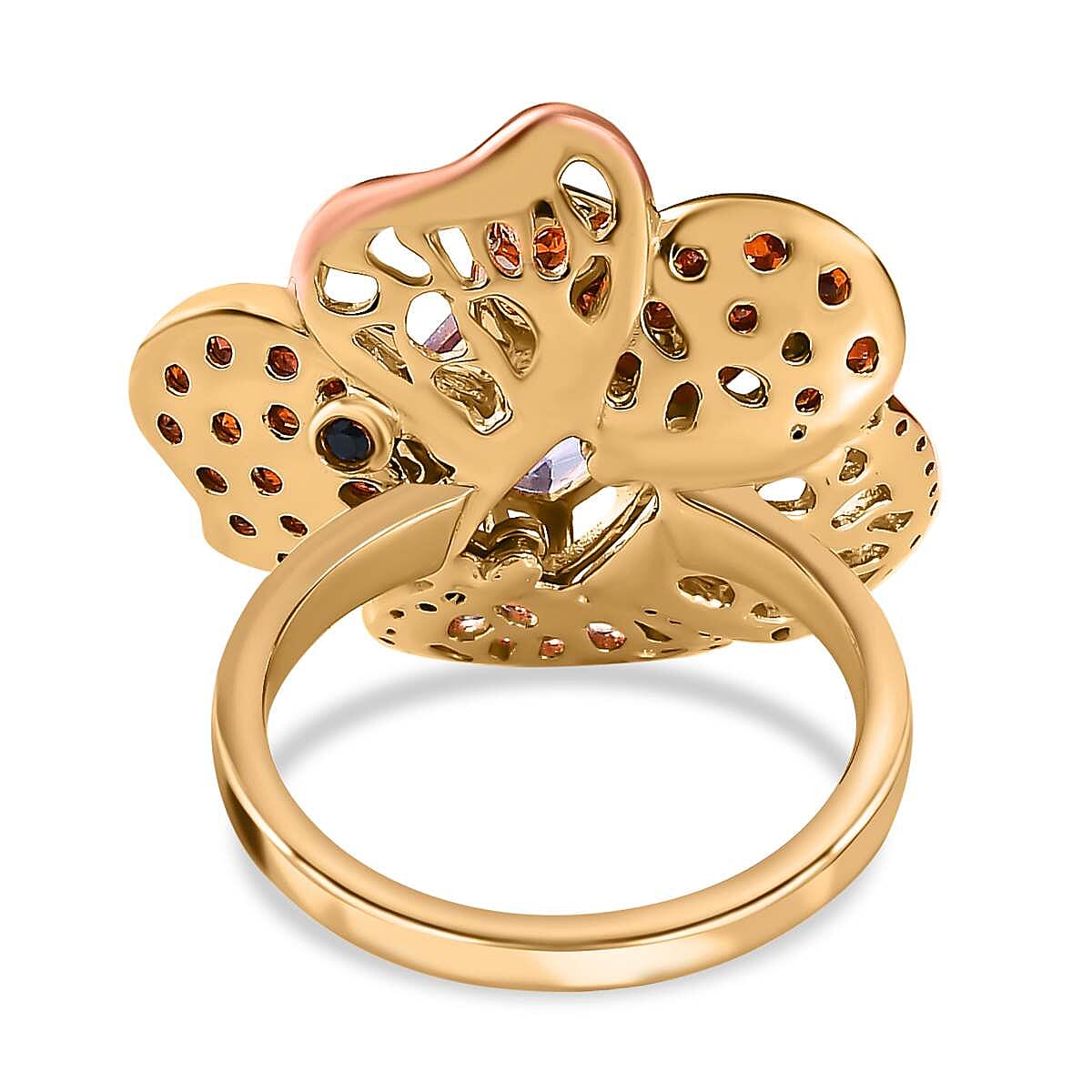 GP- Italian Garden Collection - Ultimate Rose De France Amethyst and Multi Gemstone Cluster Ring in 18K Yellow Gold Vermeil & Platinum Plated Sterling Silver 3.52 Ct