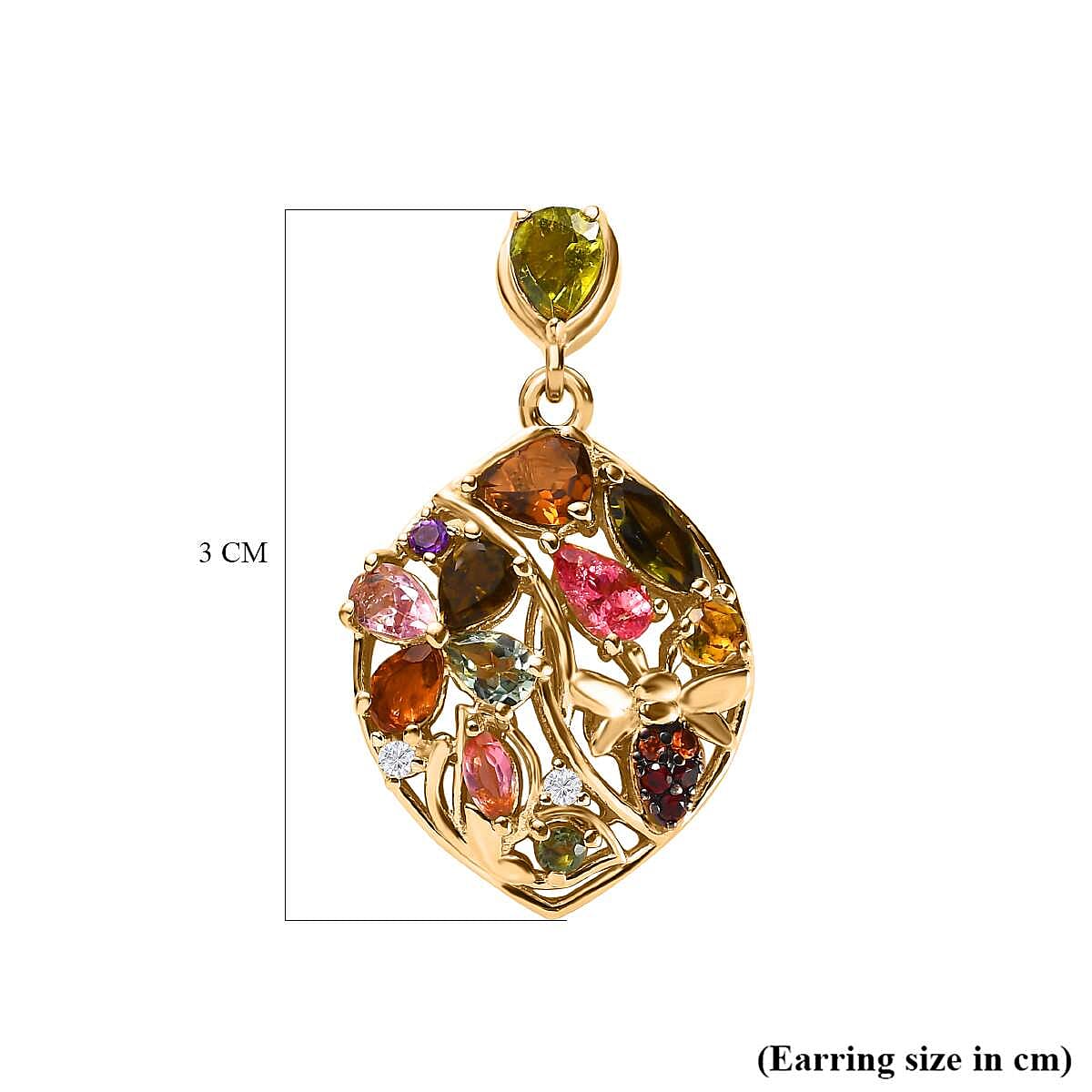 GP- Italian Garden Collection - Multi-Tourmaline Earrings in 18K Vermeil Yellow Gold Plated Sterling Silver 3.86 Ct
