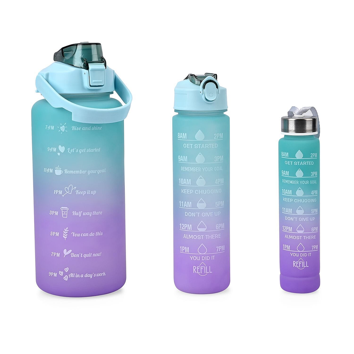 Closeout Deal - Set of 3 Sport Water Bottles with Gradient Colour Design - Black