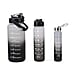 Closeout Deal - Set of 3 Sport Water Bottles with Gradient Colour Design - Black