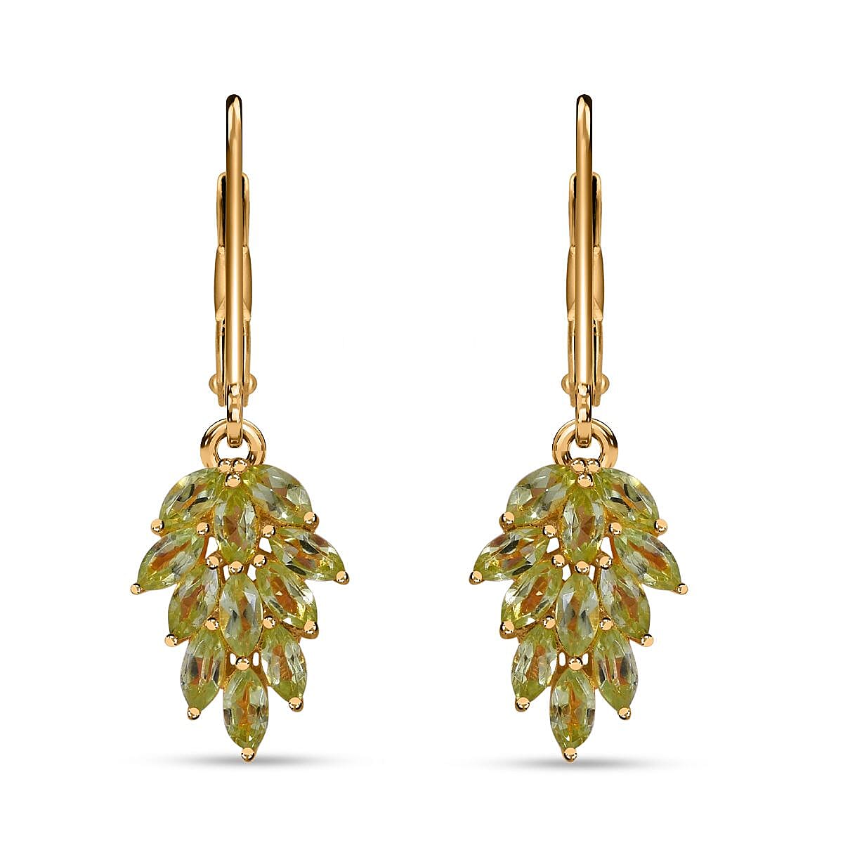 Hebei Peridot Earrings in Vermeil Yellow Gold Plated Sterling Silver 2.00 Ct