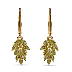 Hebei Peridot Dangle Earrings in Platinum Overlay Sterling Silver 2.00 Ct