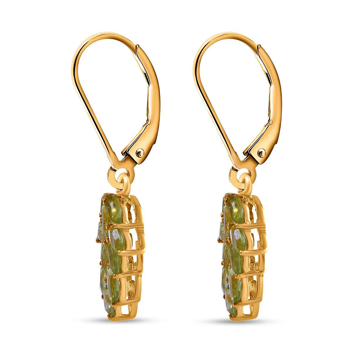 Hebei Peridot Earrings in Vermeil Yellow Gold Plated Sterling Silver 2.00 Ct