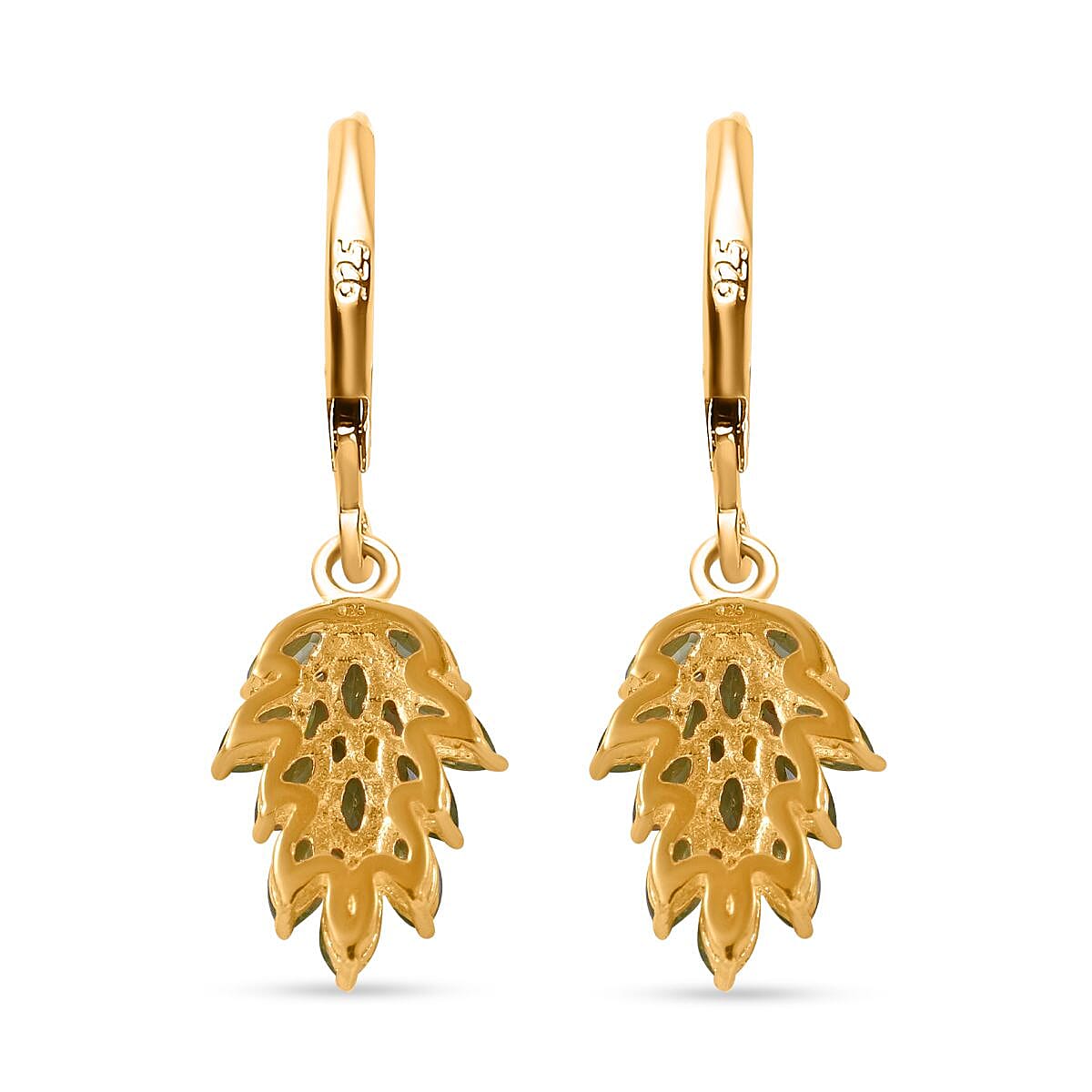 Hebei Peridot Earrings in Vermeil Yellow Gold Plated Sterling Silver 2.00 Ct