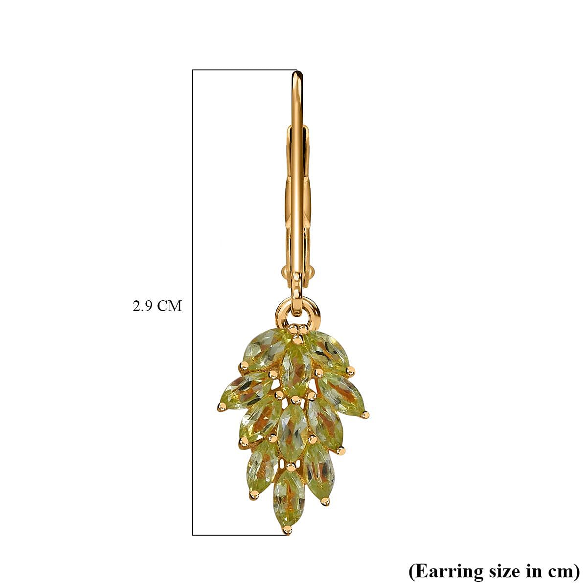 Hebei Peridot Earrings in Vermeil Yellow Gold Plated Sterling Silver 2.00 Ct