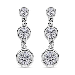 Moissanite Dangle Earrings in Vermeil Yellow Gold Plated Sterling Silver 1.55 Ct
