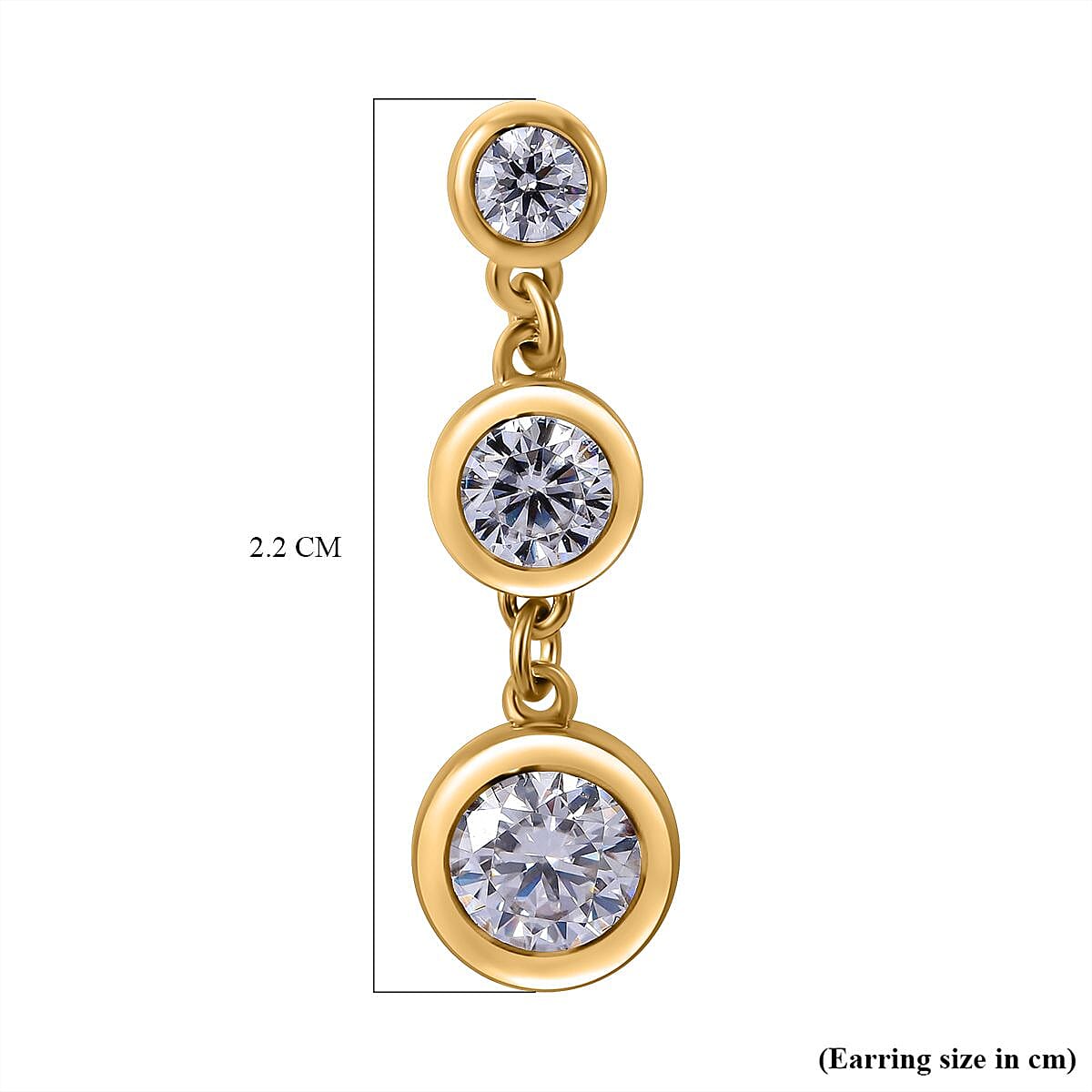 Moissanite Dangle Earrings in Vermeil Yellow Gold Plated Sterling Silver 1.55 Ct