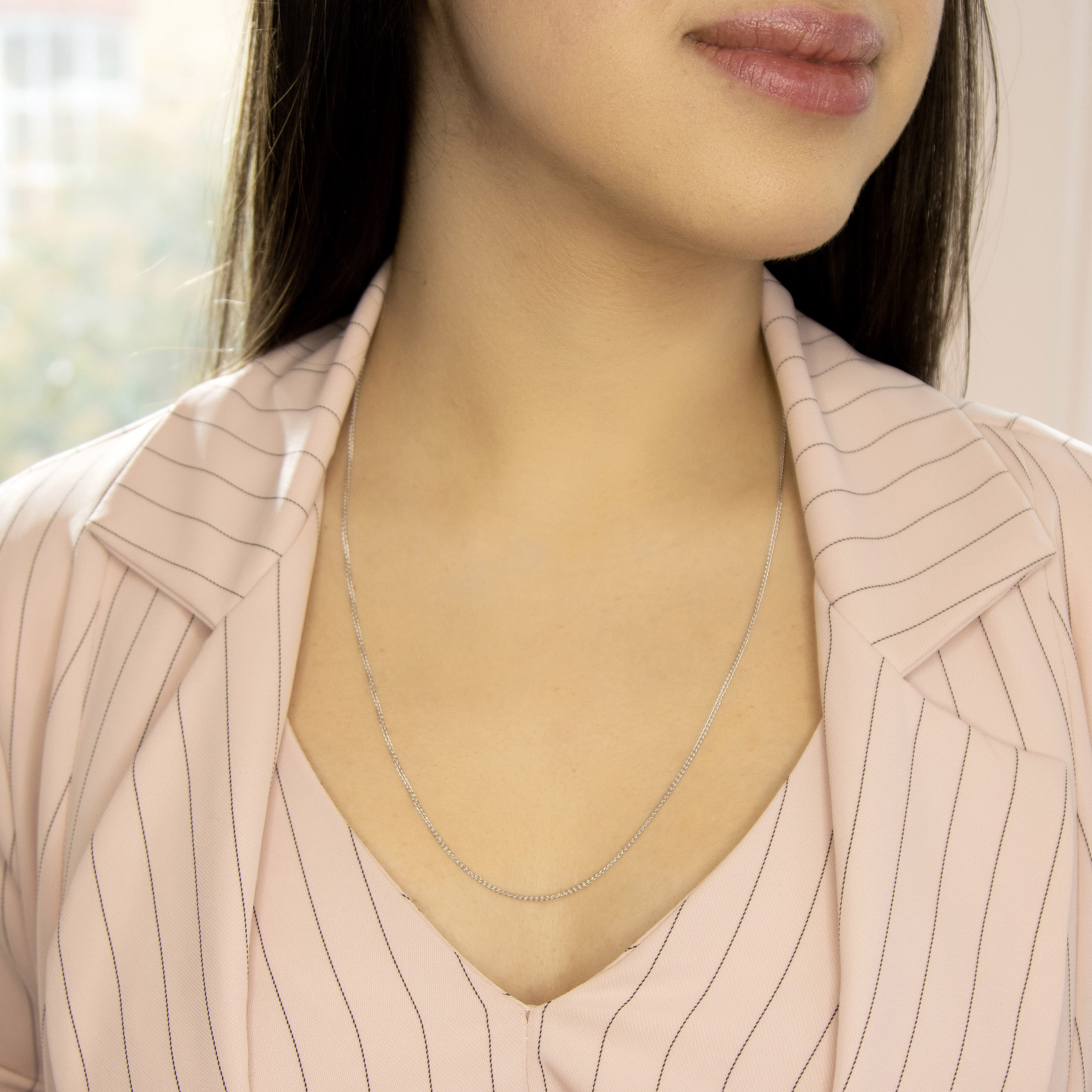 9K White Gold  Chain (Size - 22),  Gold Wt. 3.2 Gms