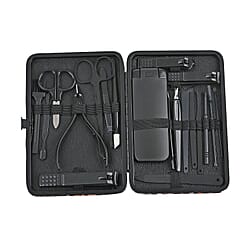 20 in 1 Professional Manicure Set (Includes Hand Care, Foot Care, Facial Care & Many More) - Black Leopard