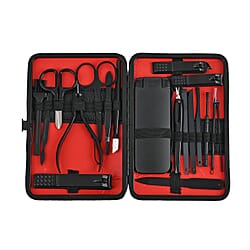 20 in 1 Professional Manicure Set (Includes Hand Care, Foot Care, Facial Care & Many More) - Black Leopard