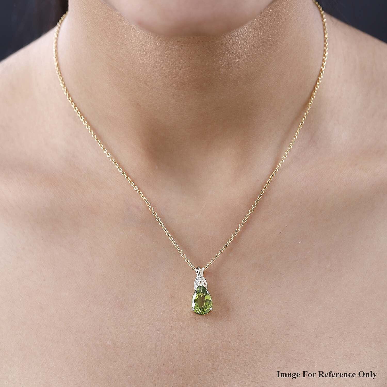 9K Yellow Gold Arizona Peridot and Moissanite Pendant 3.12 Ct.