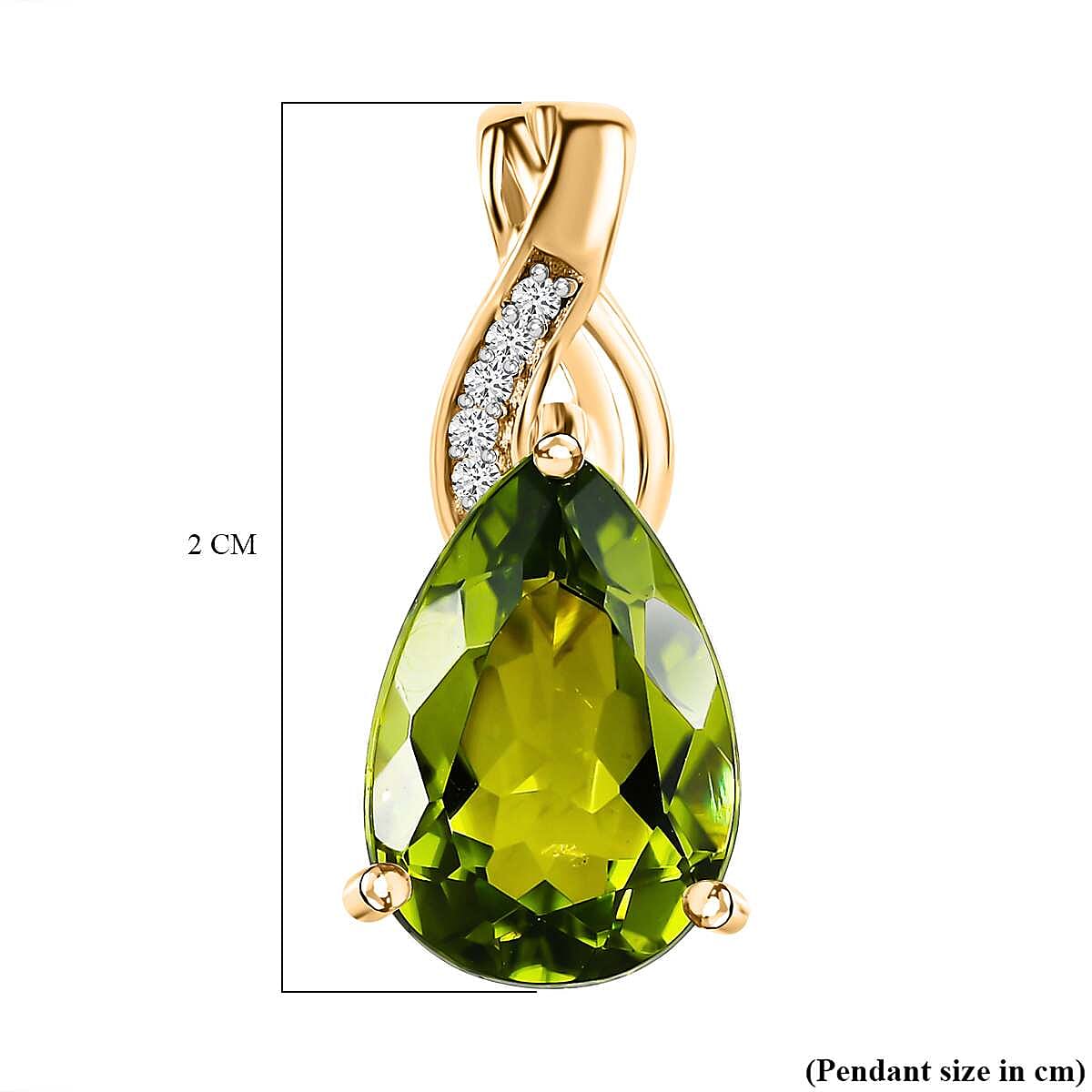 9K Yellow Gold Arizona Peridot and Moissanite Pendant 3.12 Ct.