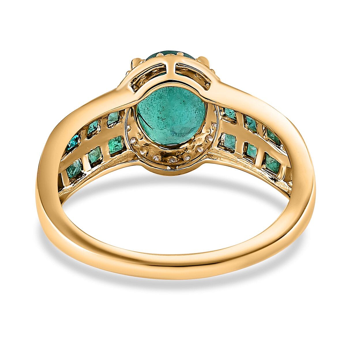 Gemfields AAA Emerald 9K Yellow Gold and Diamond Ring 1.82 Ct.