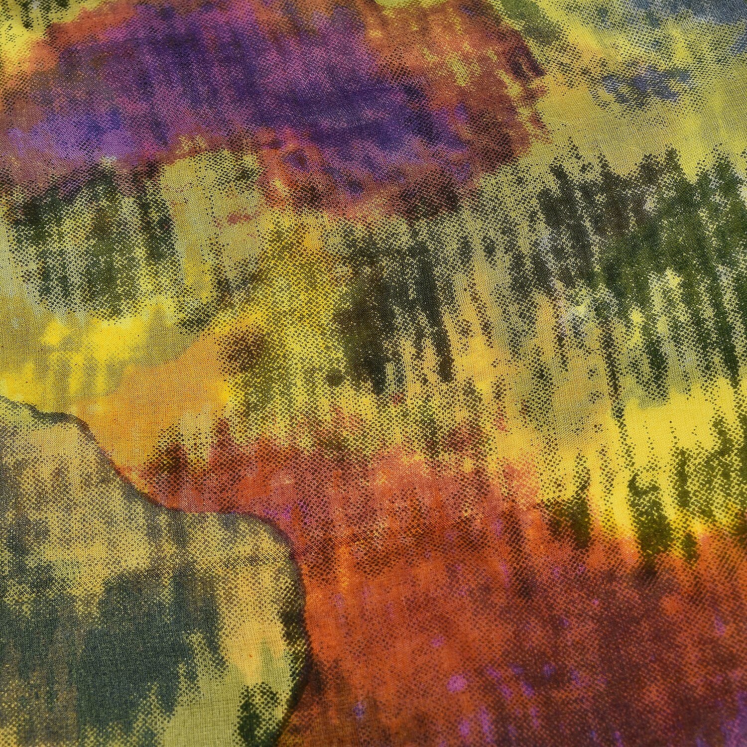 La Marey 100% Mulberry Silk Printed Scarf (Size 180x50cm) - Purple & Yellow