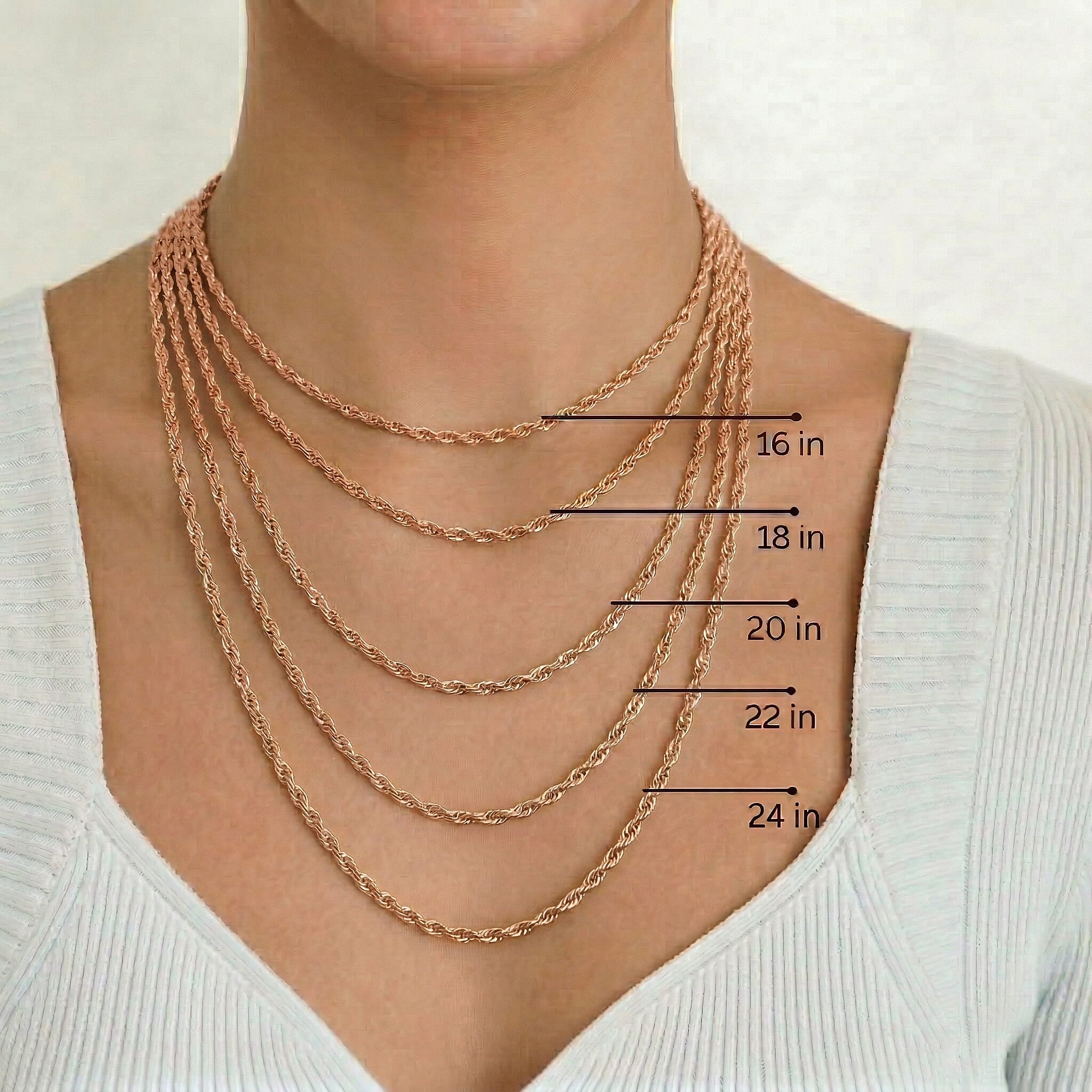 9K Rose Gold  Chain (Size - 20),  Gold Wt. 0.97 Gms