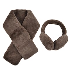 2 Piece Set - Faux Fur Earmuffs and Scarf - Pink