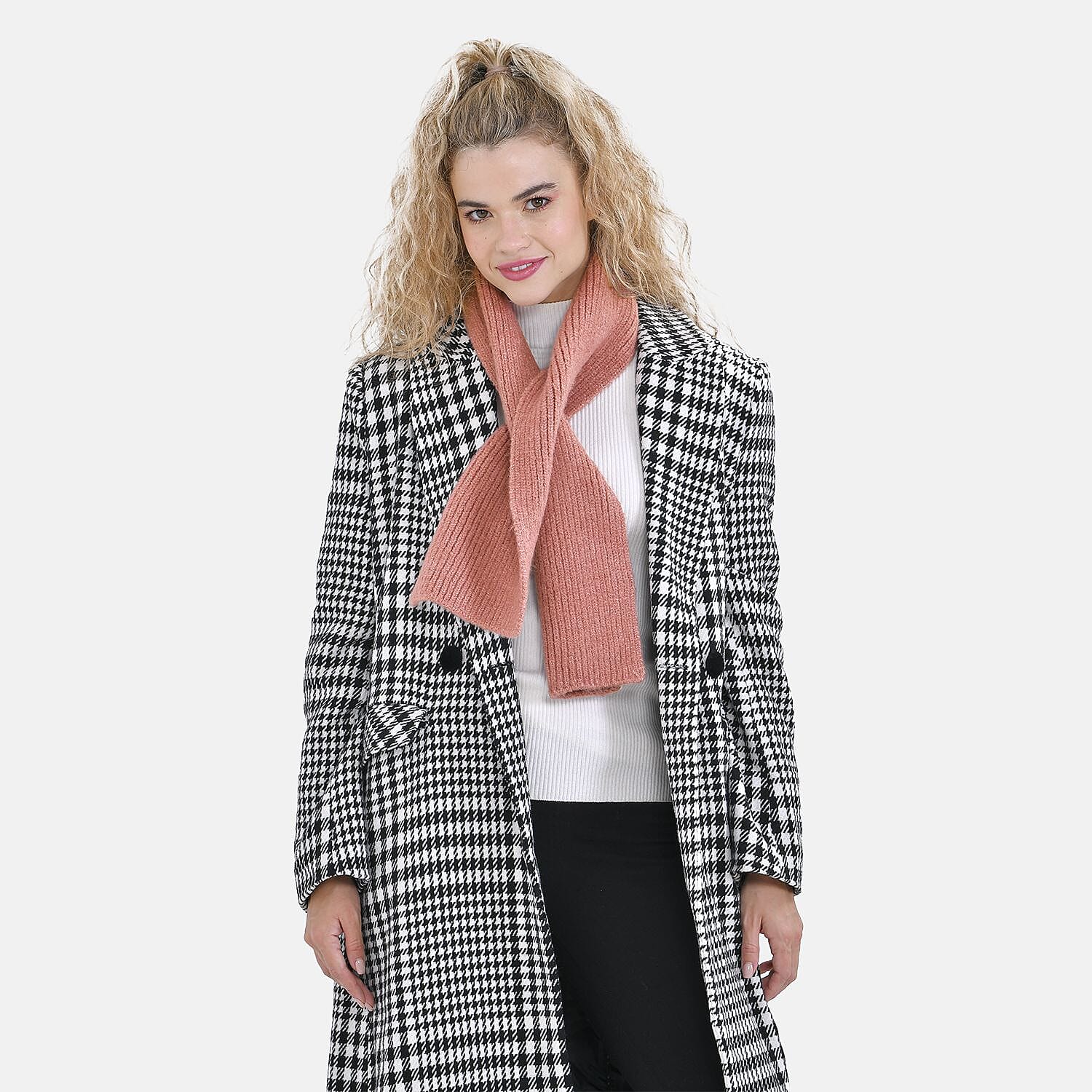 Winter Closeout Knitted Scarf- Peach
