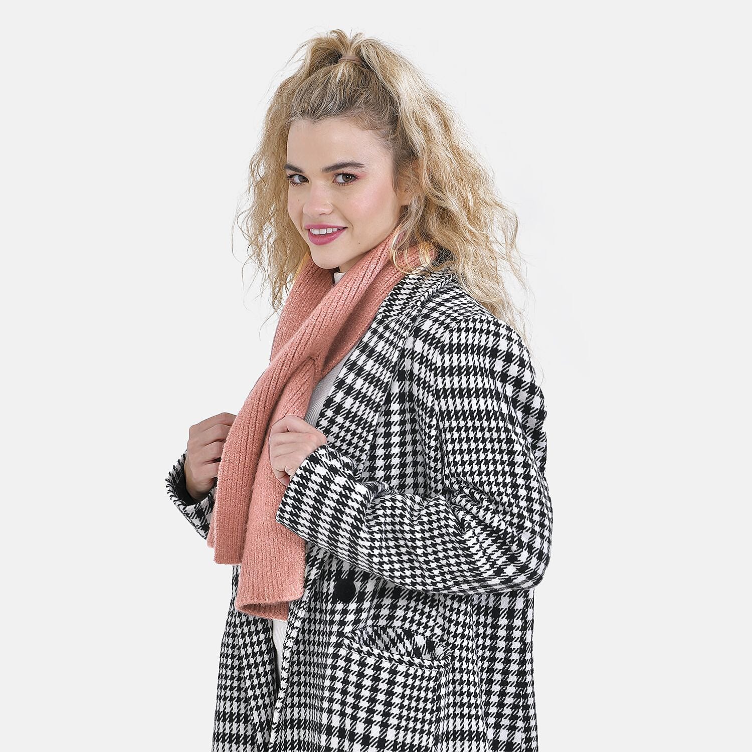 Winter Closeout Knitted Scarf- Peach