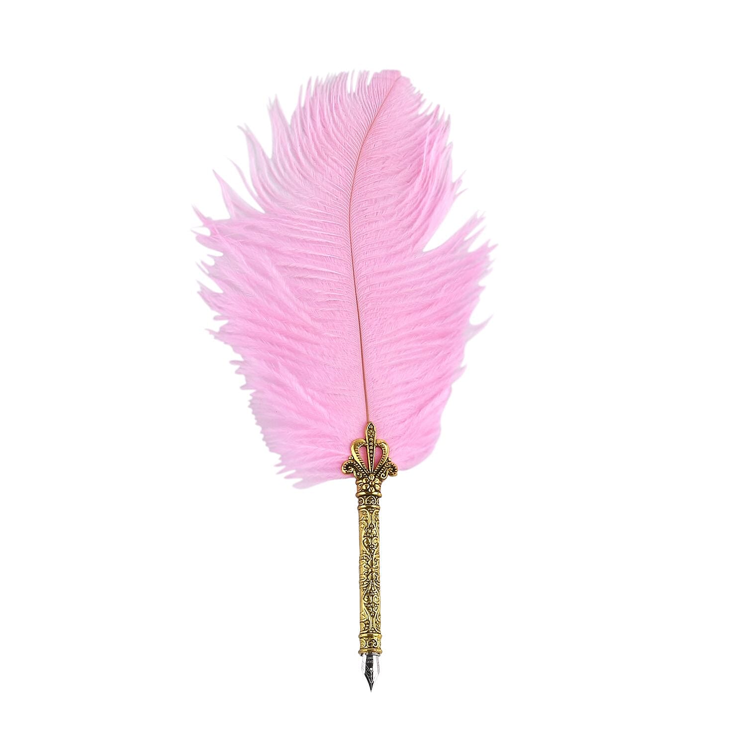 Vintage Feather Pen and Wax Stamp Gift Box - Pink - Red