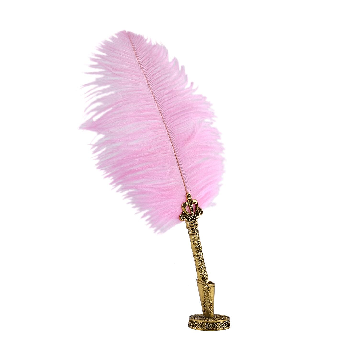 Vintage Feather Pen and Wax Stamp Gift Box - Pink - Red