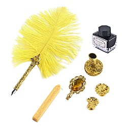 Vintage Feather Pen and Wax Stamp Gift Box - Pink - Red