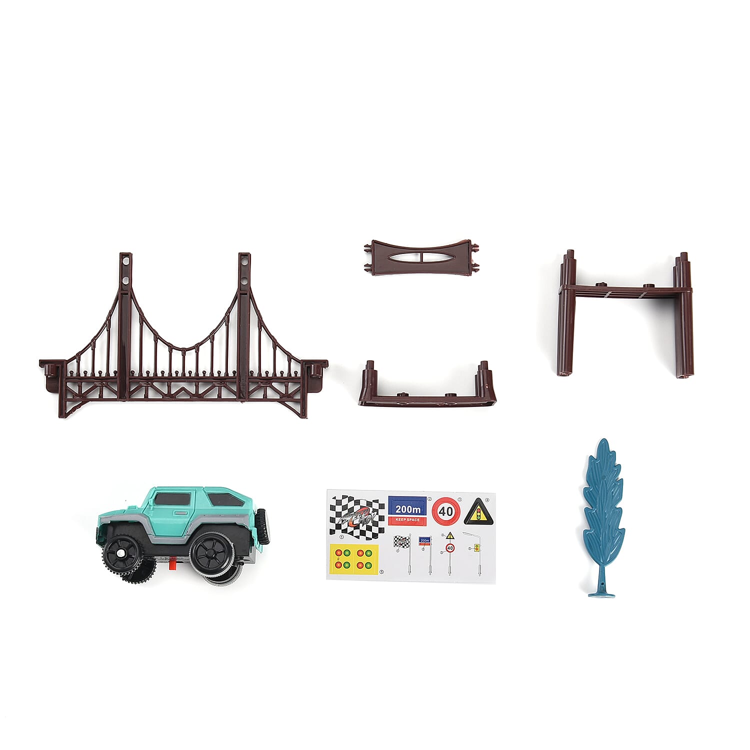 Set of 44 Pcs Track - 2 Toy Car (2xAA Battery Not Inc.)