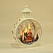 Vintage Clock Shaped Carved With Santa Hanging Lantern LED Light (3xAAA Batteries, Not Incl.) - Brown