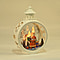 Vintage Clock Shaped Carved With Santa Hanging Lantern LED Light (3xAAA Batteries, Not Incl.) - White