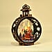 Vintage Clock Shaped Carved With Santa Hanging Lantern LED Light (3xAAA Batteries, Not Incl.) - Brown