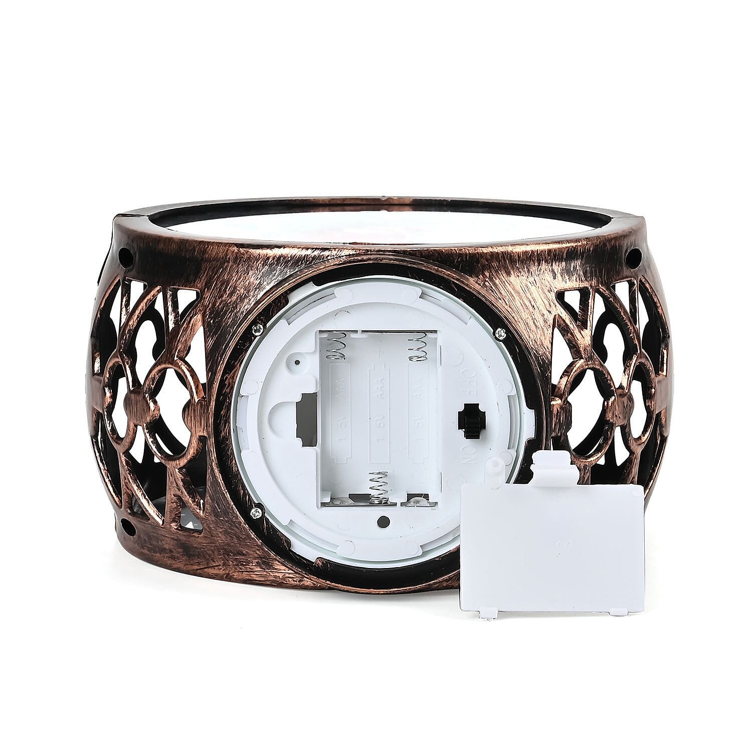 Vintage Clock Shaped Carved With Santa Hanging Lantern LED Light (3xAAA Batteries, Not Incl.) - Brown