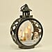 Vintage Clock Shaped Carved With Santa Hanging Lantern LED Light (3xAAA Batteries, Not Incl.) - Brown