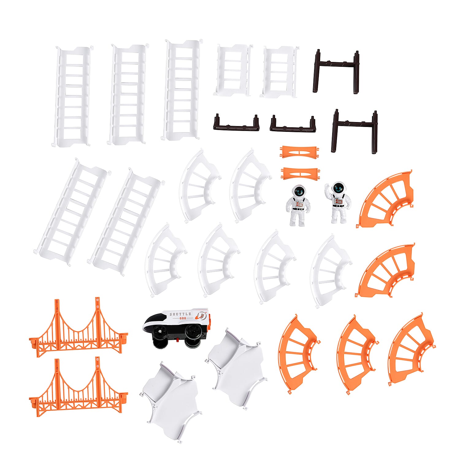 Set of 31 Pcs Track, 1 Car (1xAA Battery Not Inc.) - 2 Spacemen with Outer Space Theme