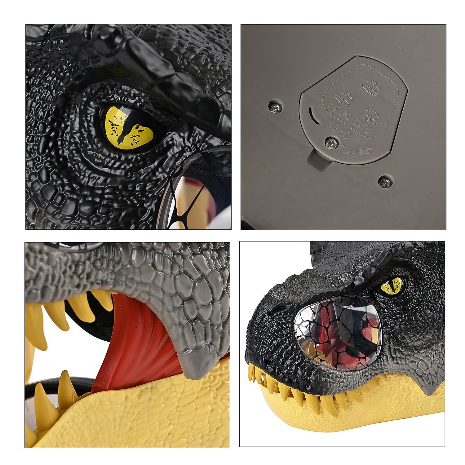 Sound - Eye Lights Electric Dinosaur Mask (Size 56x31x13cm) (3 Button Batteries Not Inc.) - Grey