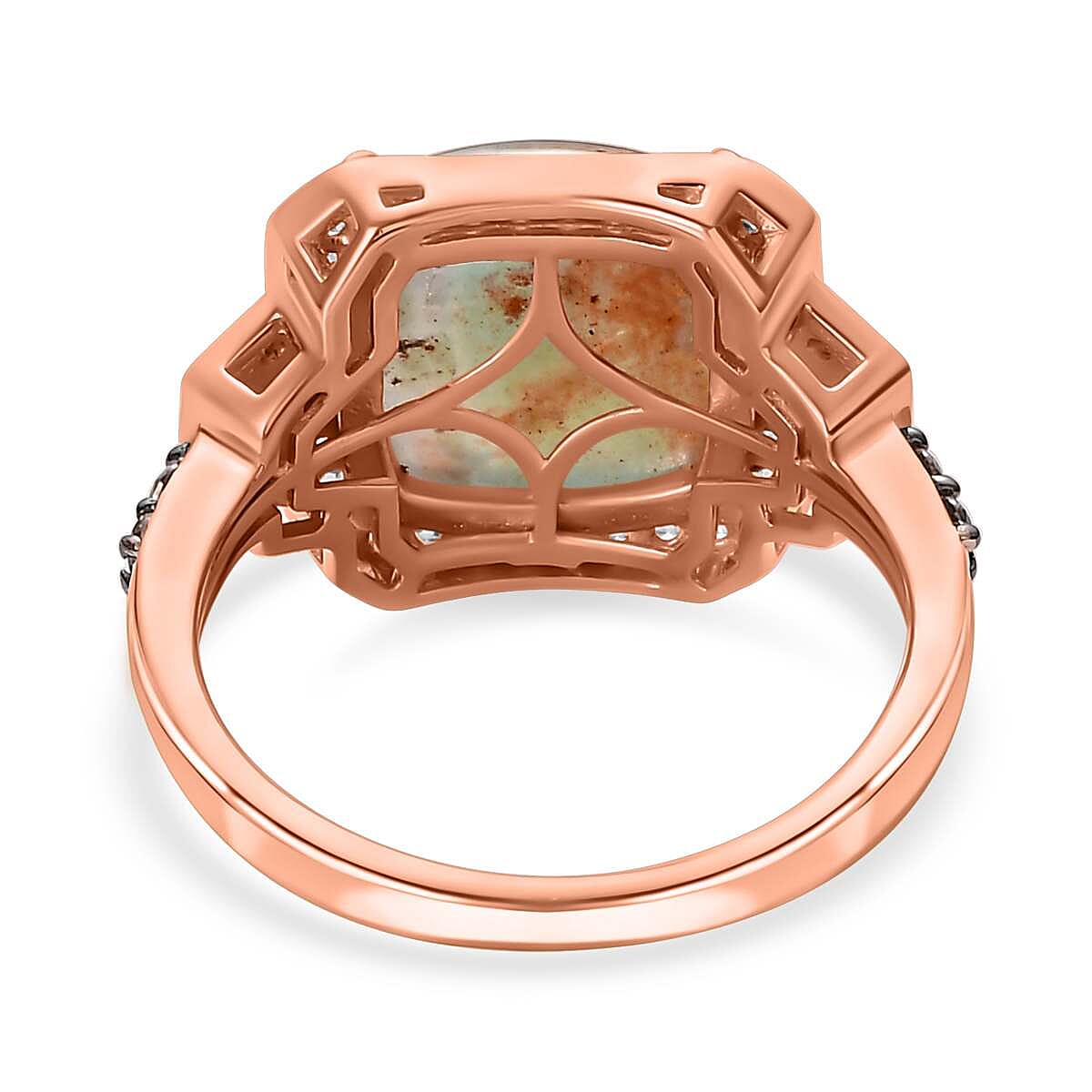 Zimbaprase, Natural White Zircon and Brown Zircon Ring in 18K Vermeil Rose Gold Plated Sterling Silver 6.88 Ct Zimbaprase, Natural White Zircon and Brown Zircon Ring in 18K Vermeil Rose Gold Plated Sterling Silver 6.88 Ct