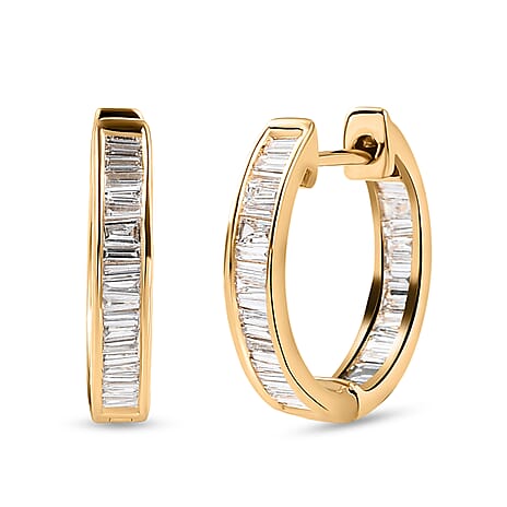 ILIANA 18K Yellow Gold IGI Certified Diamond (SI-G-H) Hoop Earrings 1.00 Ct