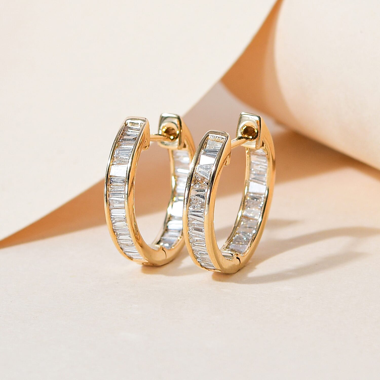 ILIANA 18K Yellow Gold IGI Certified Diamond (SI-G-H) Hoop Earrings 1.00 Ct