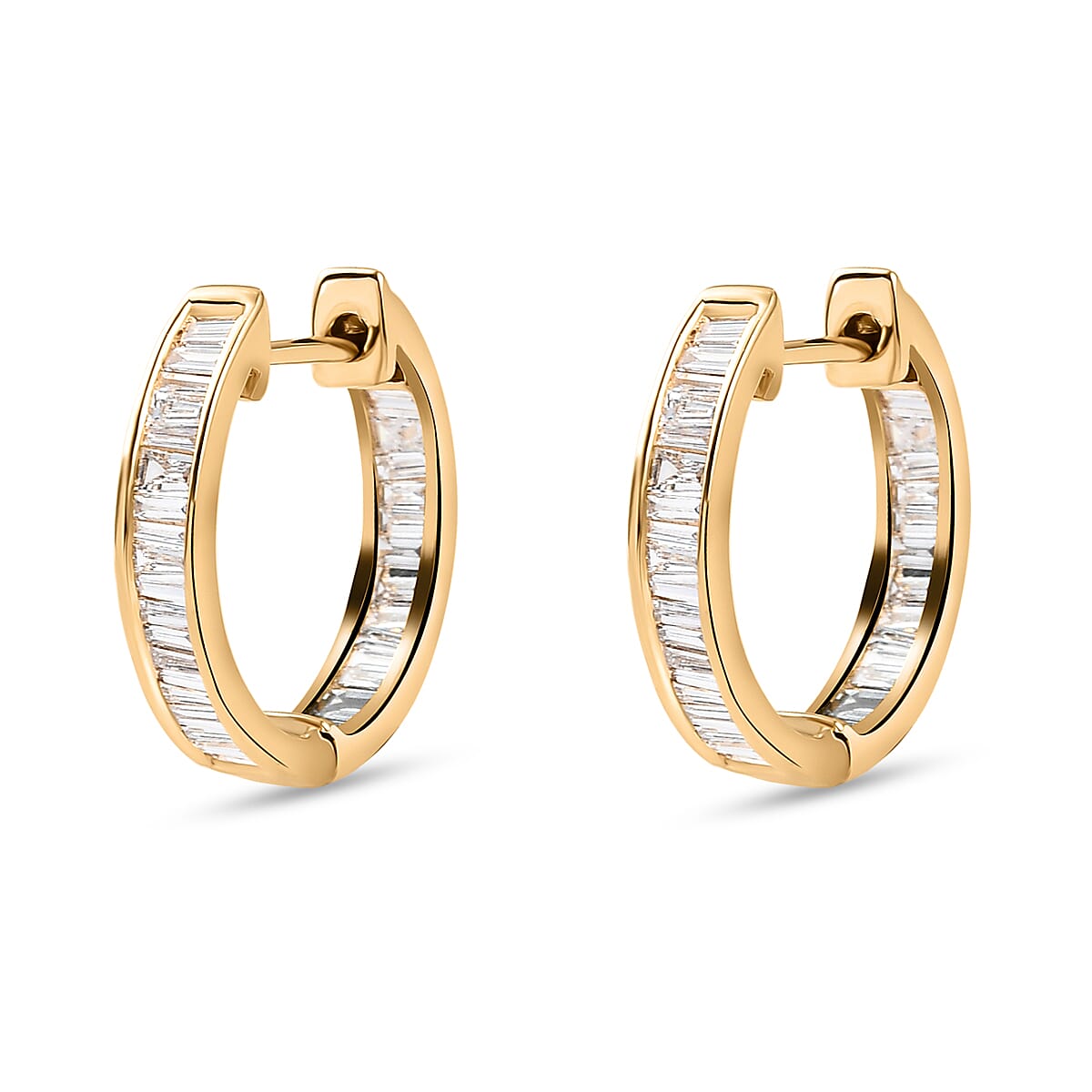 ILIANA 18K Yellow Gold IGI Certified Diamond (SI-G-H) Hoop Earrings 1.00 Ct