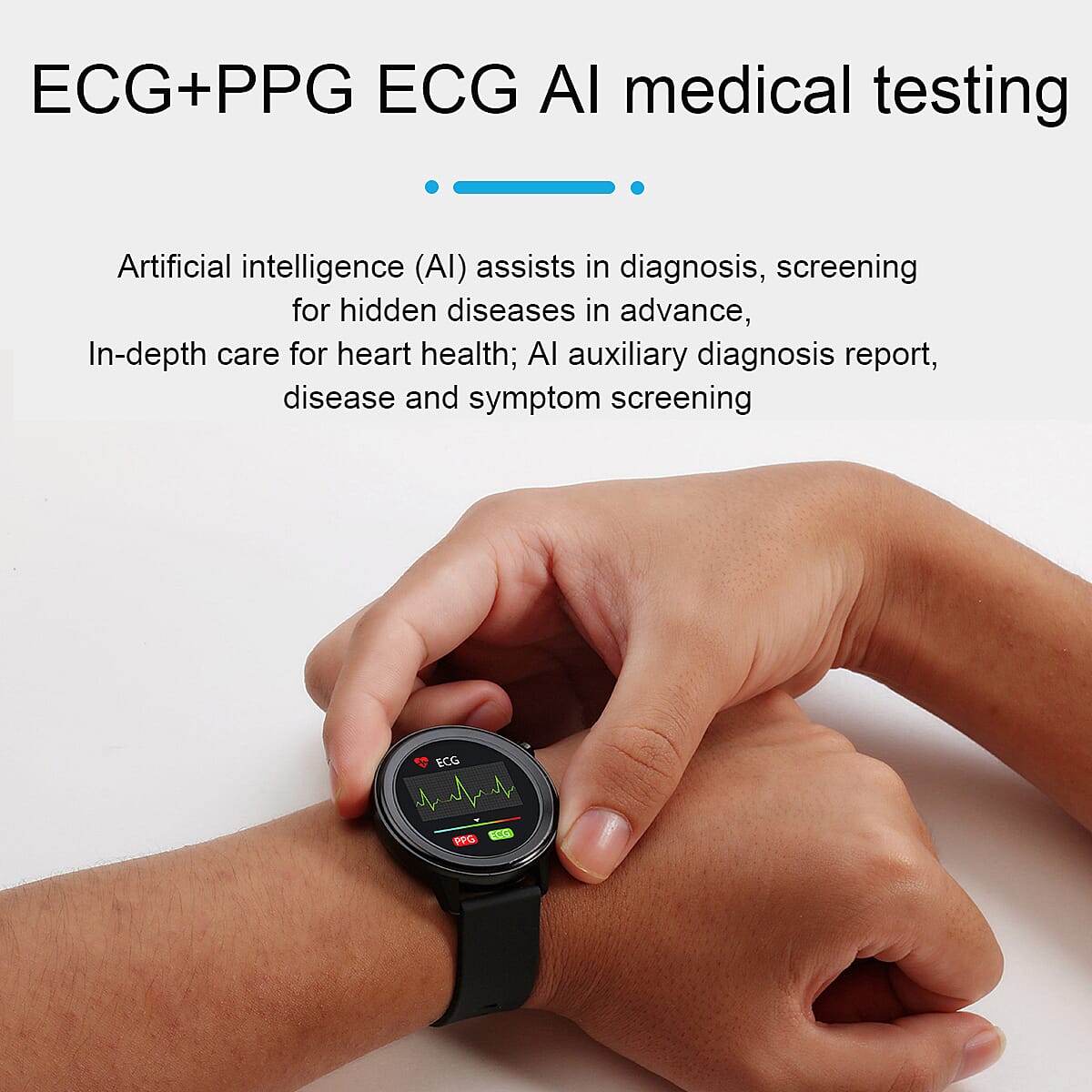 SoulSmart Health Tracker Watch (1.3 inch HD Display) with 2 Straps Includes ECG, Body Temp, Respiration Rate and Sleep Monitoring Functions - Black & Blue