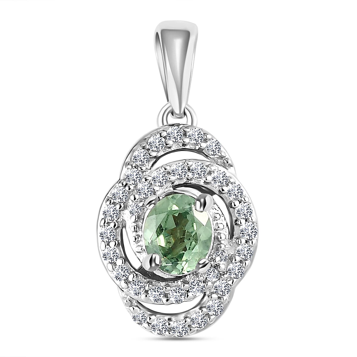 Demantoid Garnet and Natural Cambodian Zircon Pendant in Sterling Silver