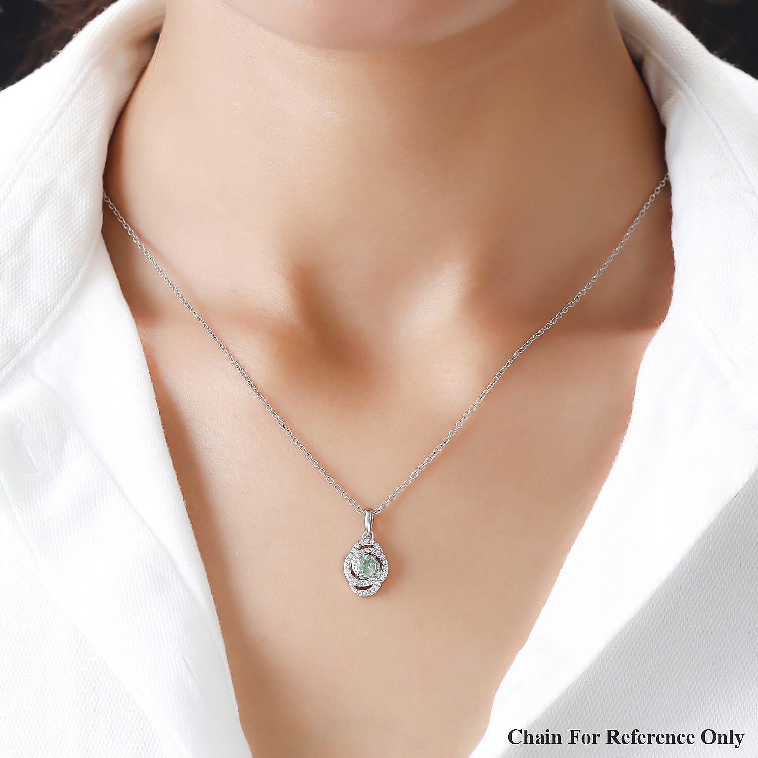 Demantoid Garnet and Natural Cambodian Zircon Pendant in Sterling Silver