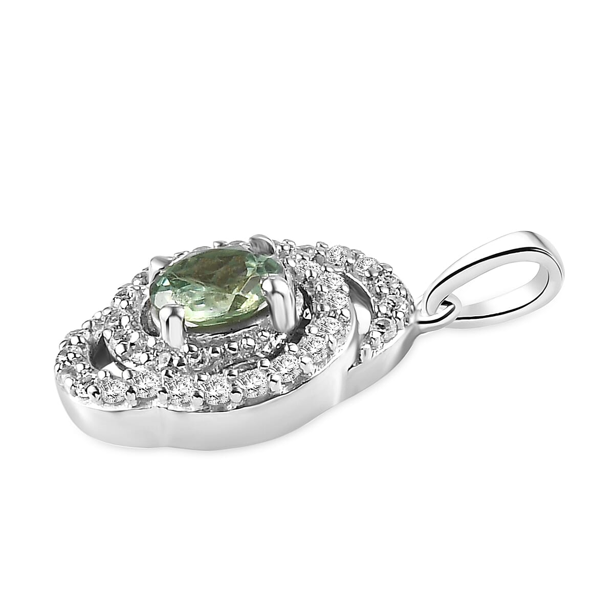 Demantoid Garnet and Natural Cambodian Zircon Pendant in Sterling Silver