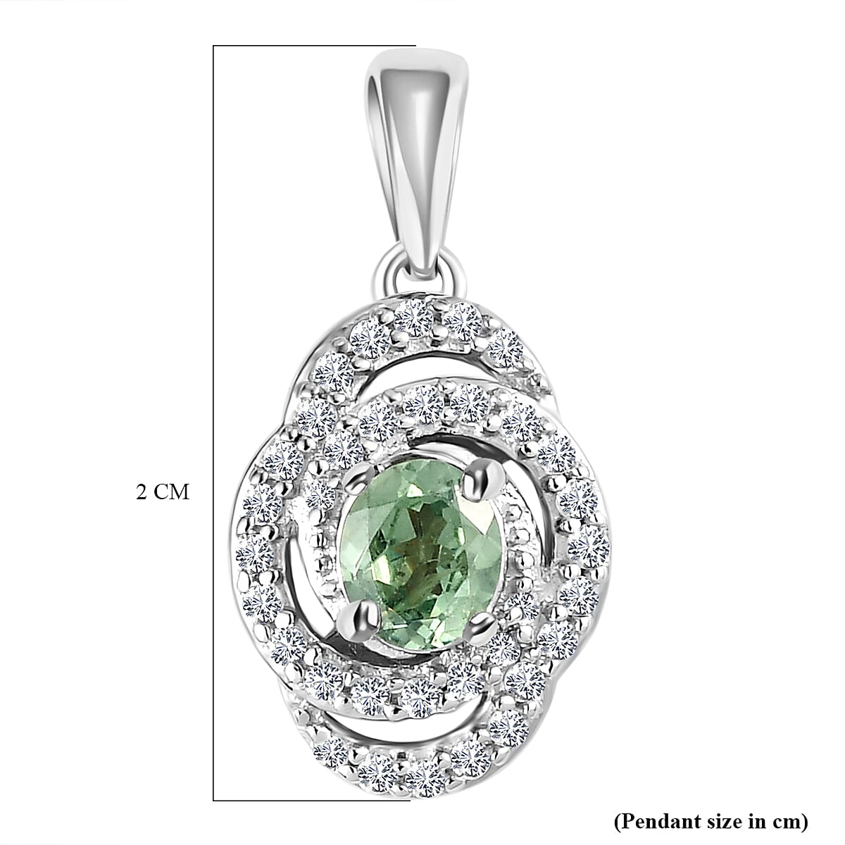 Demantoid Garnet and Natural Cambodian Zircon Pendant in Sterling Silver
