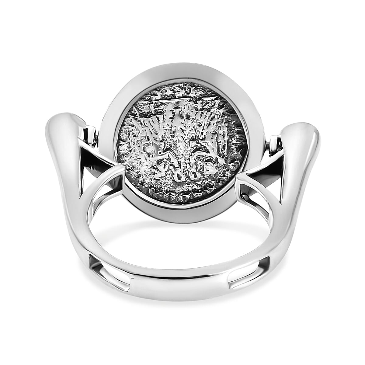 GP Roman Coin Collection - 2 in 1 Amethyst, Kanchanaburi Blue Sapphire Ring in Platinum Overlay Sterling Silver, Silver Wt. 7.21 Gms.